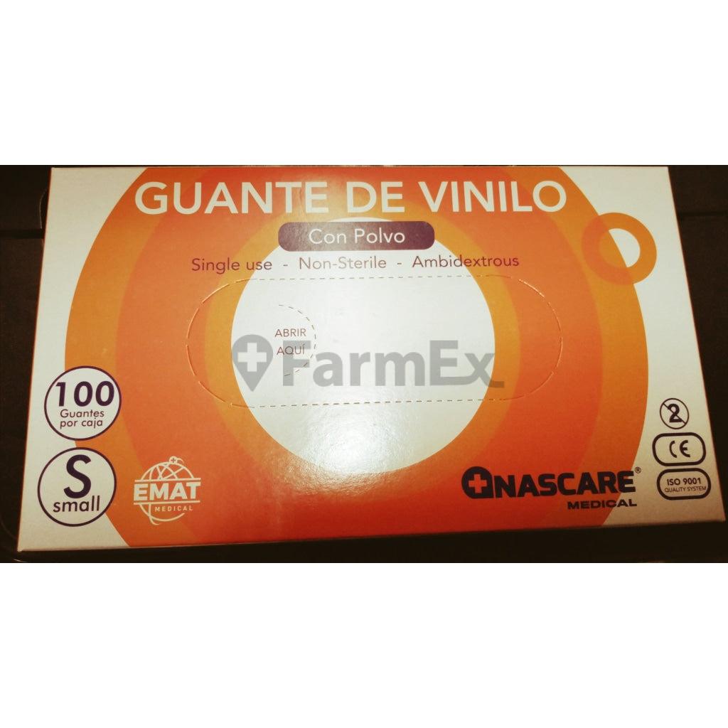 Guantes de vinilo x100 Talla S (Con polvo) Farmex